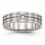 CZ Grooved Wedding Band in Stainless Steel, 6mm