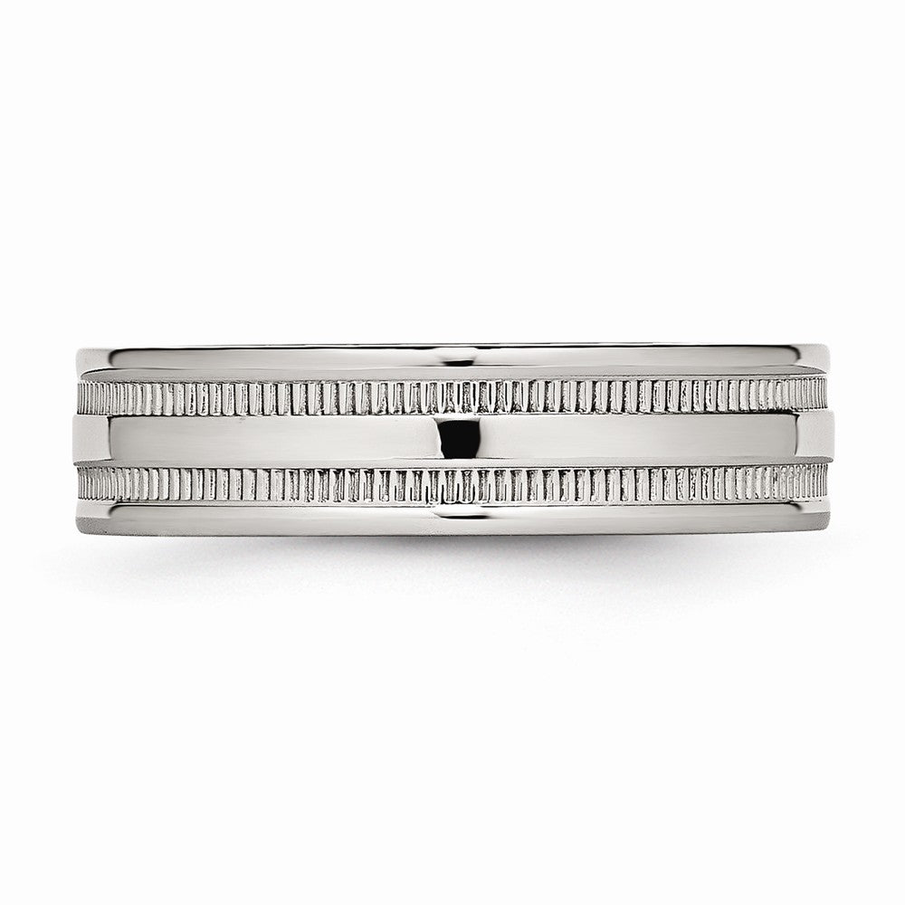 Sophia Jewelers Polished Stainless Steel Grooved 6mm Wedding Band - 6 - 6