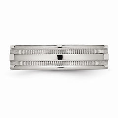 Sophia Jewelers Polished Stainless Steel Grooved 6mm Wedding Band - 6 - 6