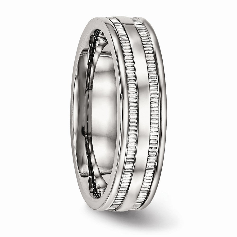 Sophia Jewelers Polished Stainless Steel Grooved 6mm Wedding Band - 6 - 6