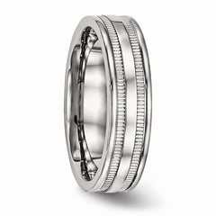Sophia Jewelers Polished Stainless Steel Grooved 6mm Wedding Band - 6 - 6