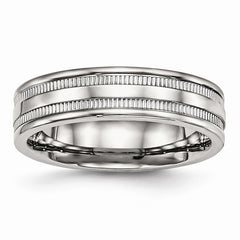Sophia Jewelers Polished Stainless Steel Grooved 6mm Wedding Band - 6 - 6