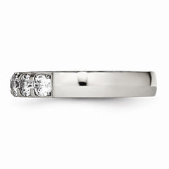 Sophia Jewelers Polished Stainless Steel CZ Wedding Band 4mm Elegant Design - 5