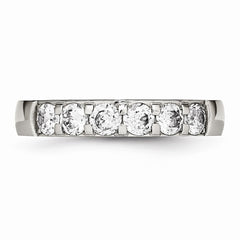 Sophia Jewelers Polished Stainless Steel CZ Wedding Band 4mm Elegant Design - 5