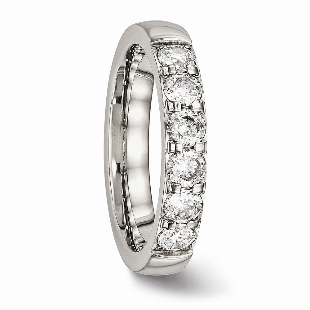 Sophia Jewelers Polished Stainless Steel CZ Wedding Band 4mm Elegant Design - 5