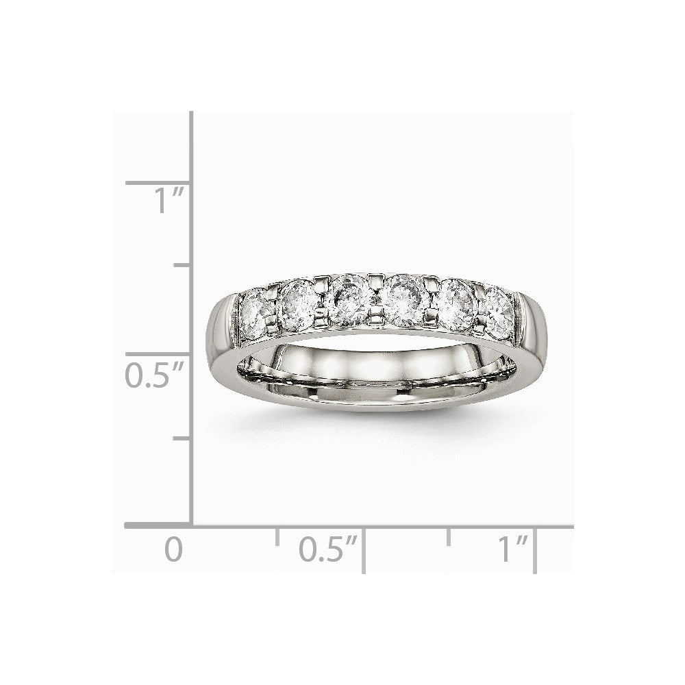 Stainless Steel Polished CZ 4.00mm Band
