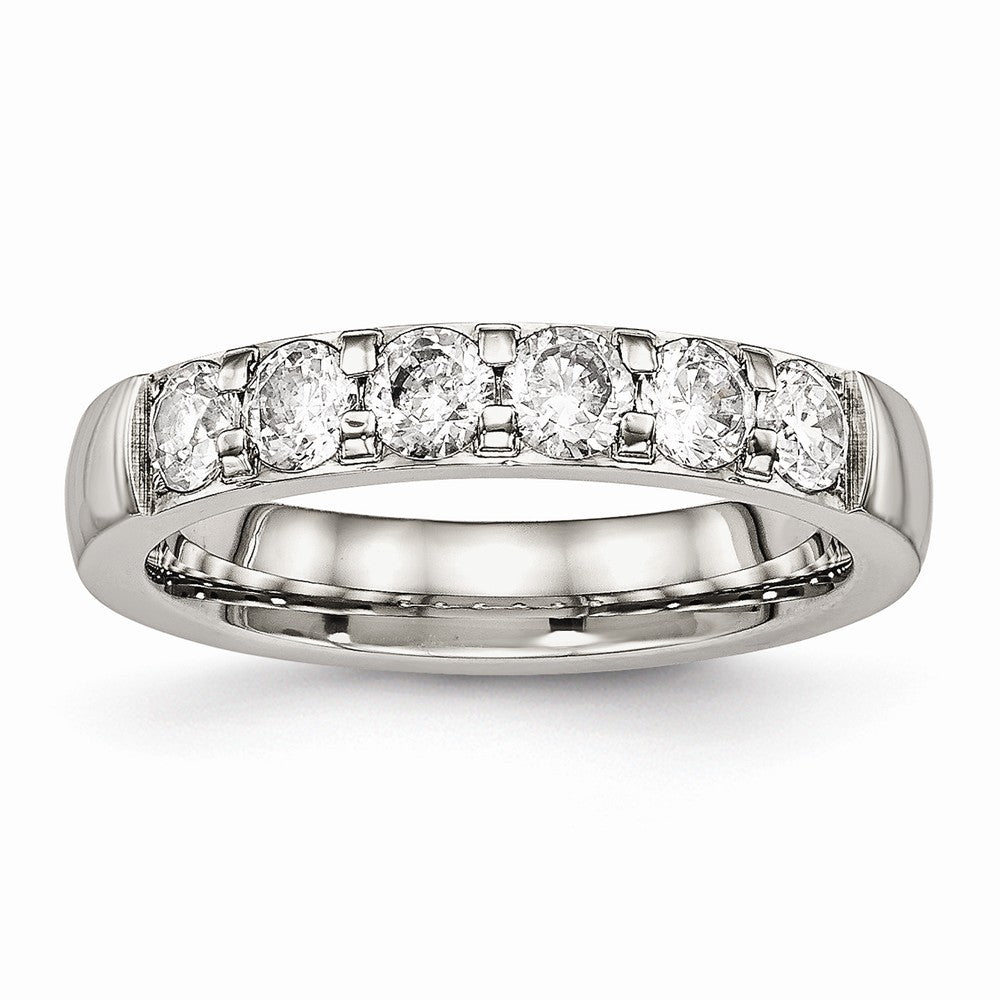 Stainless Steel Polished CZ 4.00mm Band