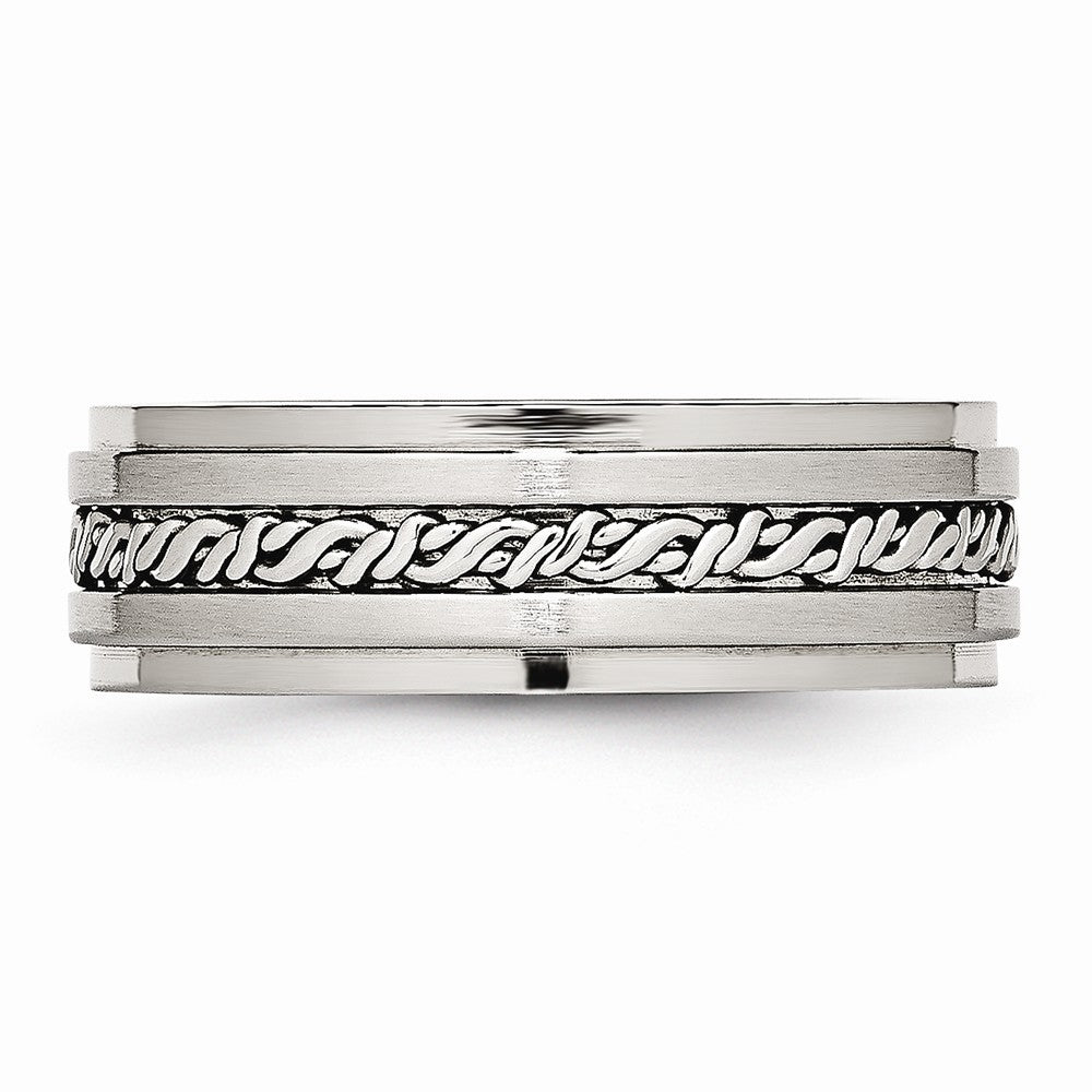 Braided Wedding Band in Stainless Steel, 7mm