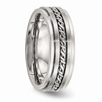 Braided Wedding Band in Stainless Steel, 7mm