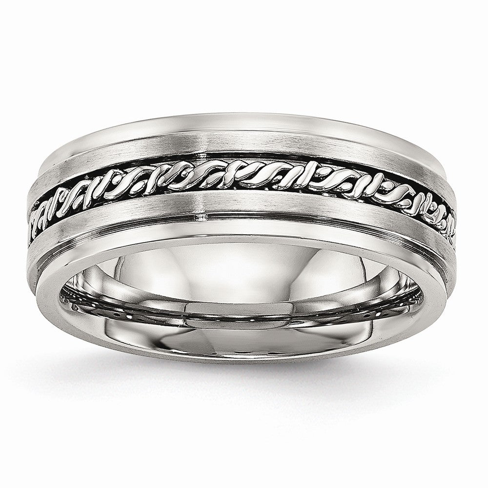 Braided Wedding Band in Stainless Steel, 7mm Main image