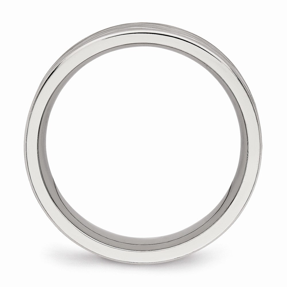 Diamond-Cut Brushed & Polished Band in Stainless Steel, 6.5mm