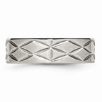 Diamond-Cut Brushed & Polished Band in Stainless Steel, 6.5mm