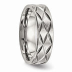 Diamond-Cut Brushed & Polished Band in Stainless Steel, 6.5mm