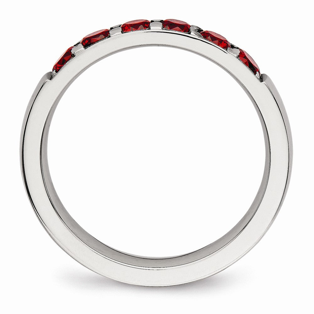 Red CZ Band in Stainless Steel, 4mm