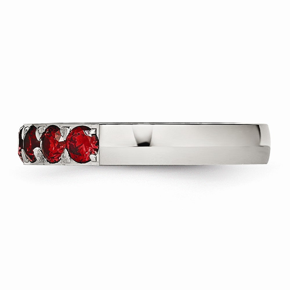 Red CZ Band in Stainless Steel, 4mm