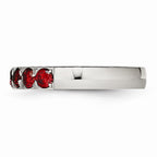 Red CZ Band in Stainless Steel, 4mm