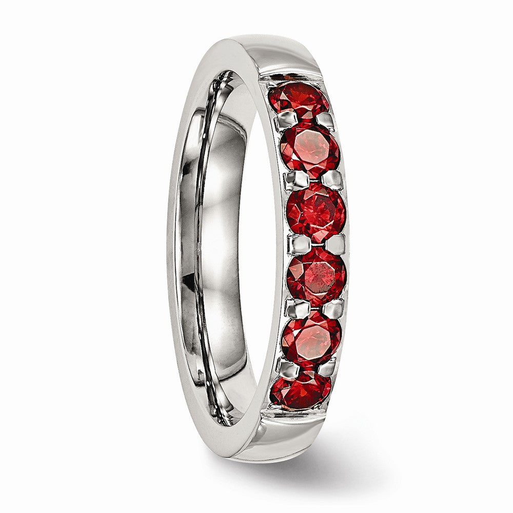 Red CZ Band in Stainless Steel, 4mm