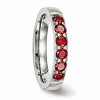 Red CZ Band in Stainless Steel, 4mm