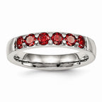 Red CZ Band in Stainless Steel, 4mm