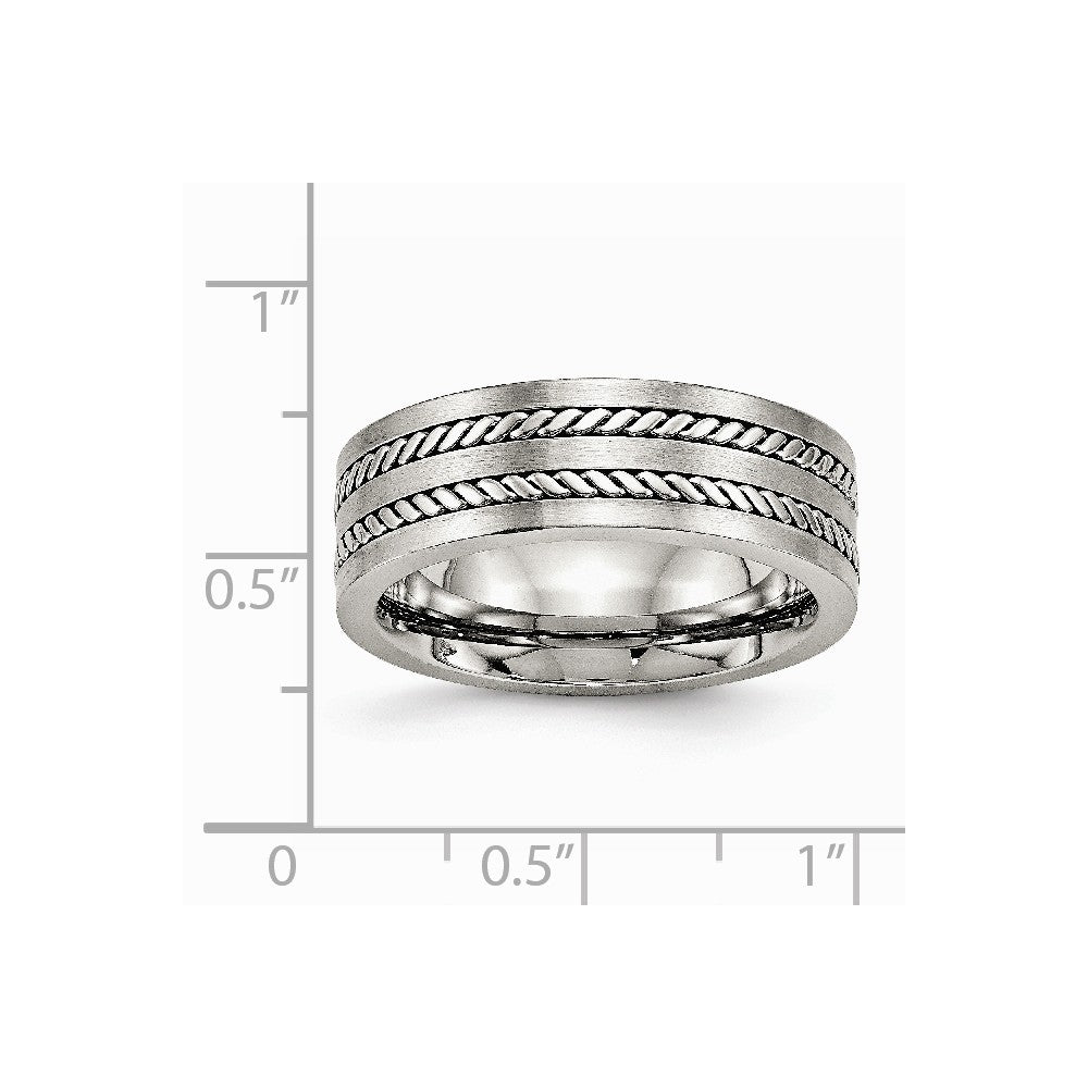 Stainless Steel Brushed and Polished Twisted 7.00mm Band