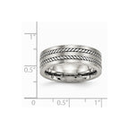 Stainless Steel Brushed and Polished Twisted 7.00mm Band