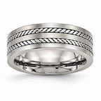 Twisted Wedding Band in Stainless Steel, 7mm