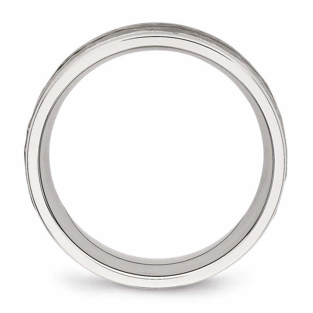 Hammered & Grooved Wedding Band in Stainless Steel, 8mm
