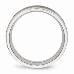 Stainless Steel Wedding Band with Polished Hammered Elegance 8mm - 7 - 7