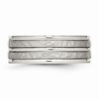 Hammered & Grooved Wedding Band in Stainless Steel, 8mm