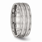 Hammered & Grooved Wedding Band in Stainless Steel, 8mm