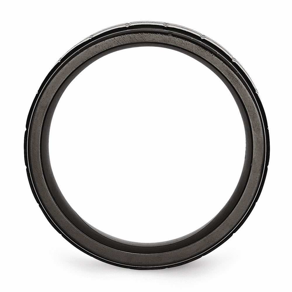 Brushed Black Wedding Band in Stainless Steel, 9mm