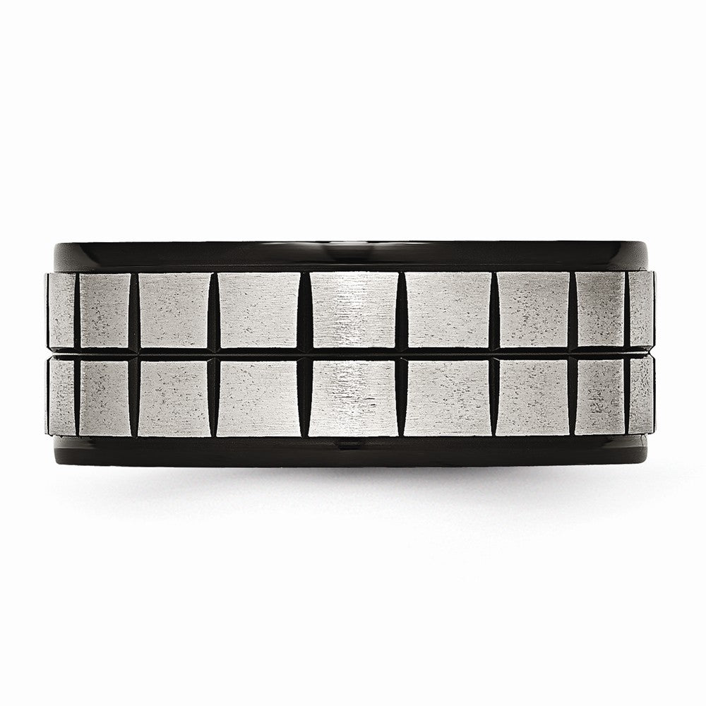 Brushed Black Wedding Band in Stainless Steel, 9mm