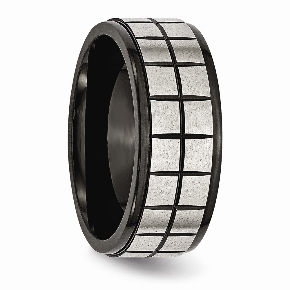 Brushed Black Wedding Band in Stainless Steel, 9mm