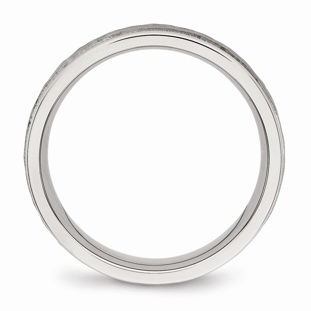 Hammered Grooved Wedding Band in Stainless Steel, 6mm
