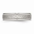 Hammered Grooved Wedding Band in Stainless Steel, 6mm