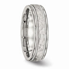 Hammered Grooved Wedding Band in Stainless Steel, 6mm