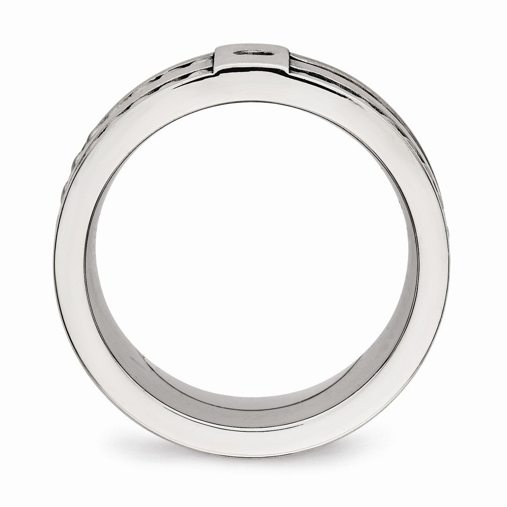 CZ Twisted Wedding Band in Stainless Steel, 9mm
