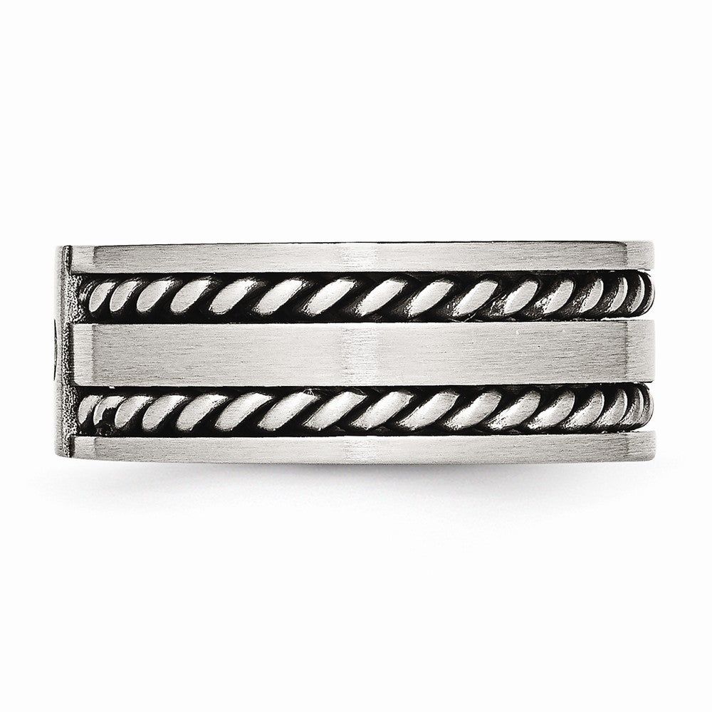 CZ Twisted Wedding Band in Stainless Steel, 9mm