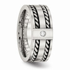CZ Twisted Wedding Band in Stainless Steel, 9mm