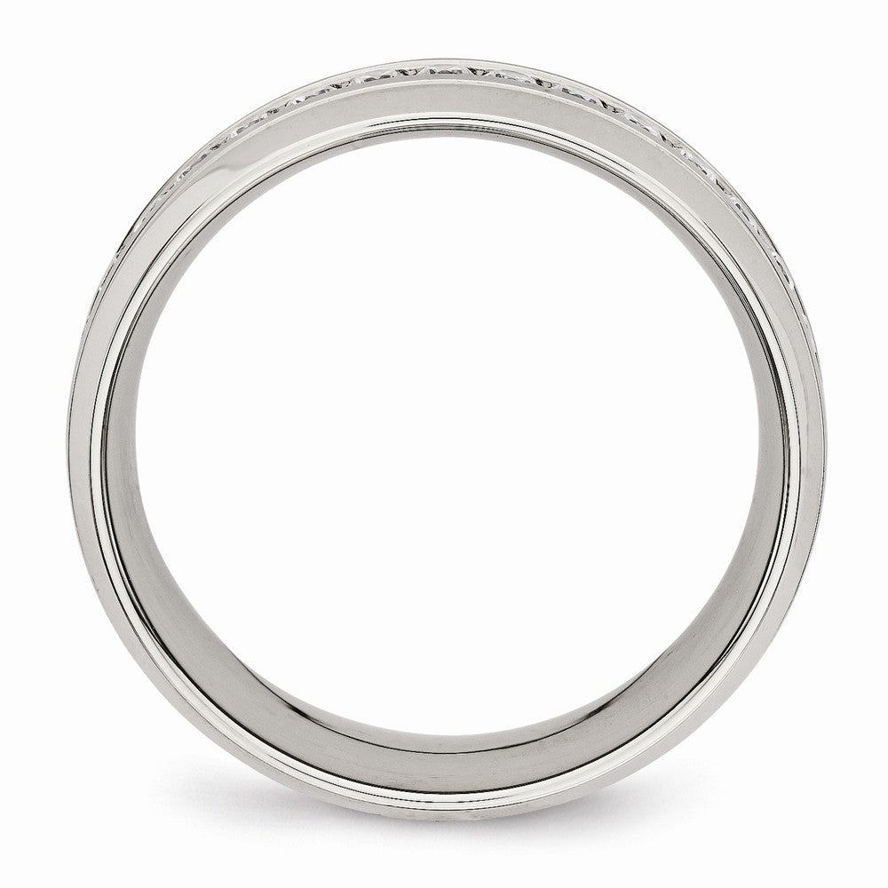 Sophia Jewelers Stainless Steel Wedding Band with Cubic Zirconia Elegant Polished Design Secondary image