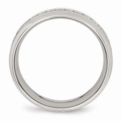 Stainless Steel Polished Half Round Grooved CZ Ring