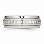 Sophia Jewelers Stainless Steel Wedding Band with Cubic Zirconia Elegant Polished Design