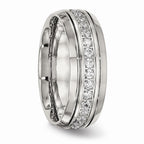 Sophia Jewelers Stainless Steel Wedding Band with Cubic Zirconia Elegant Polished Design