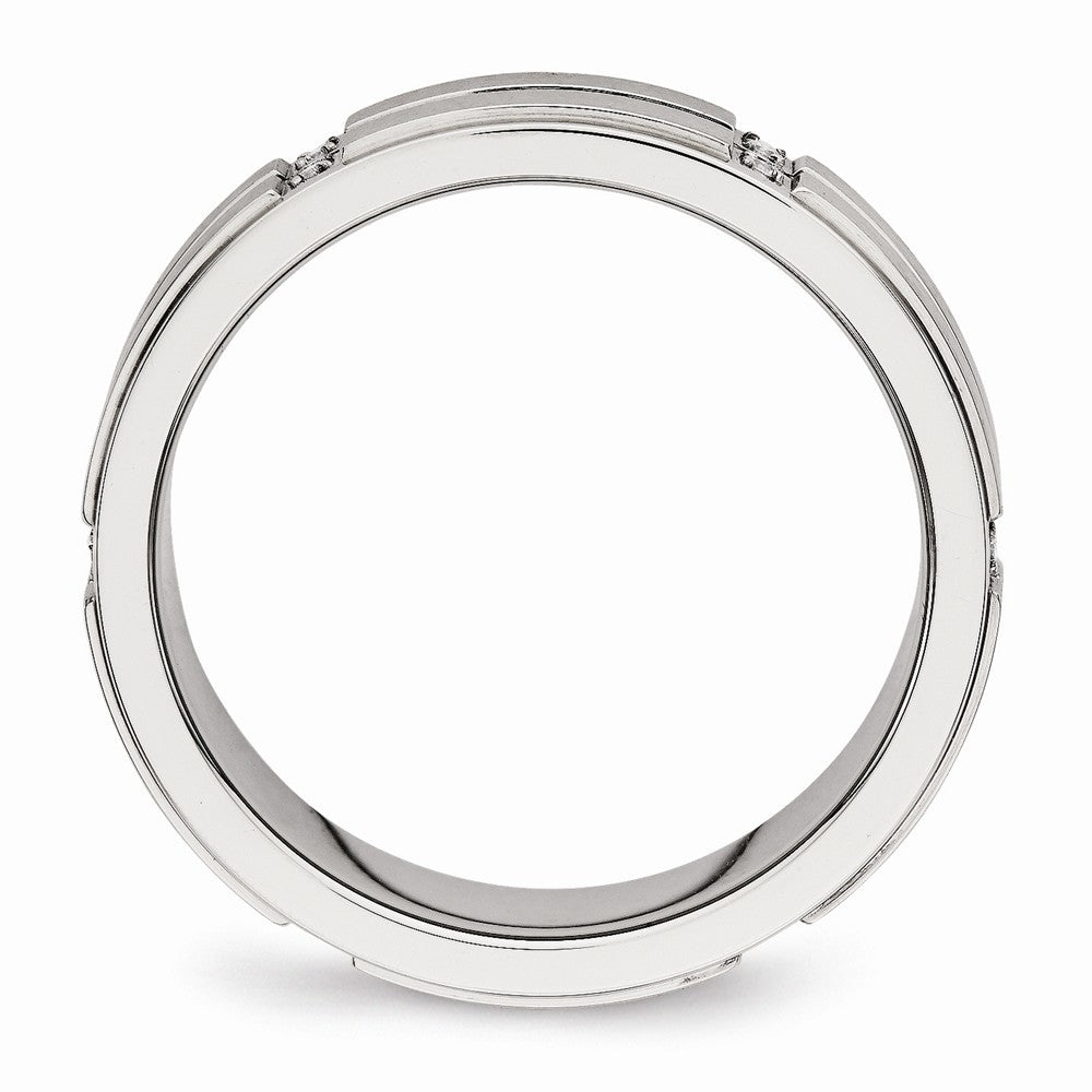 CZ Grooved Wedding Band in Stainless Steel, 6mm Secondary image