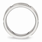 CZ Grooved Wedding Band in Stainless Steel, 6mm