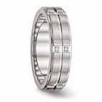 CZ Grooved Wedding Band in Stainless Steel, 6mm