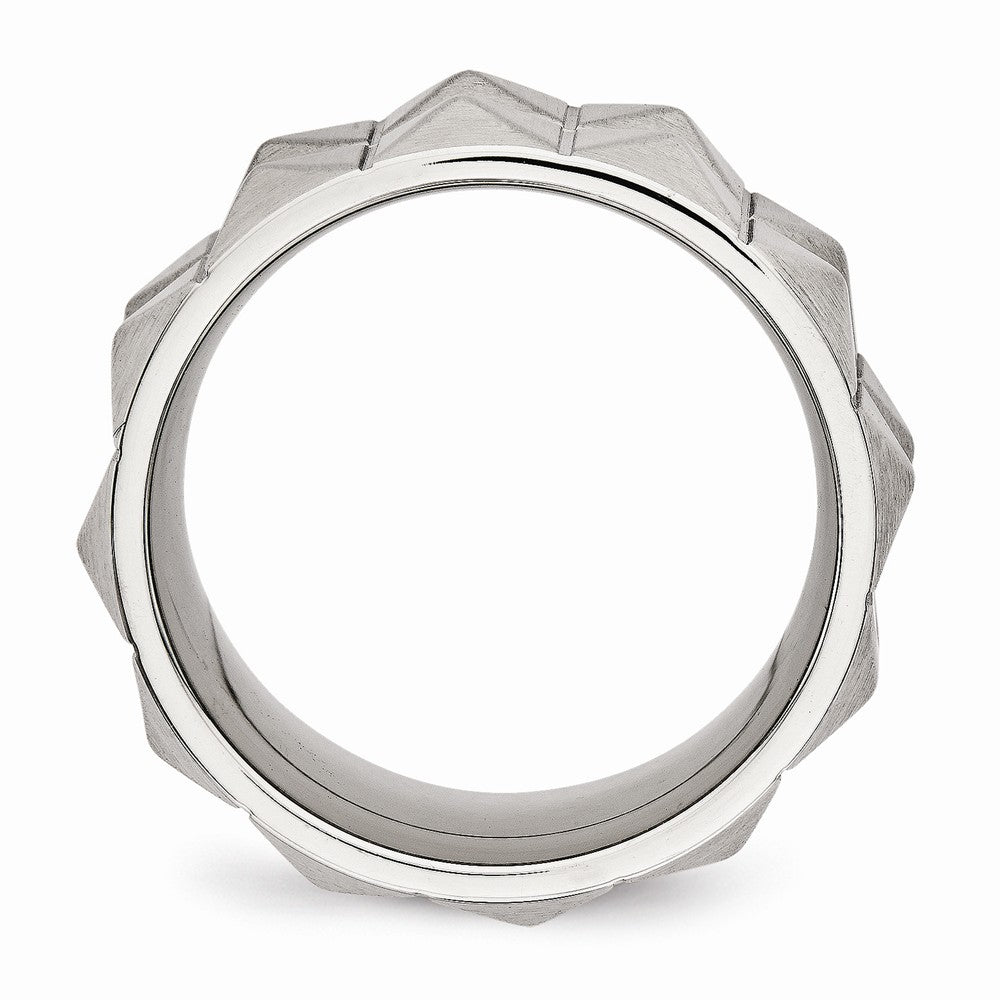 Brushed & Grooved Studded Wedding Band in Stainless Steel, 12mm Secondary image