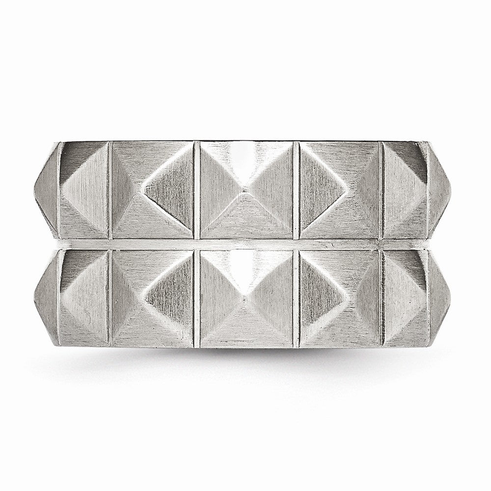 Brushed & Grooved Studded Wedding Band in Stainless Steel, 12mm
