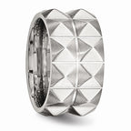 Brushed & Grooved Studded Wedding Band in Stainless Steel, 12mm