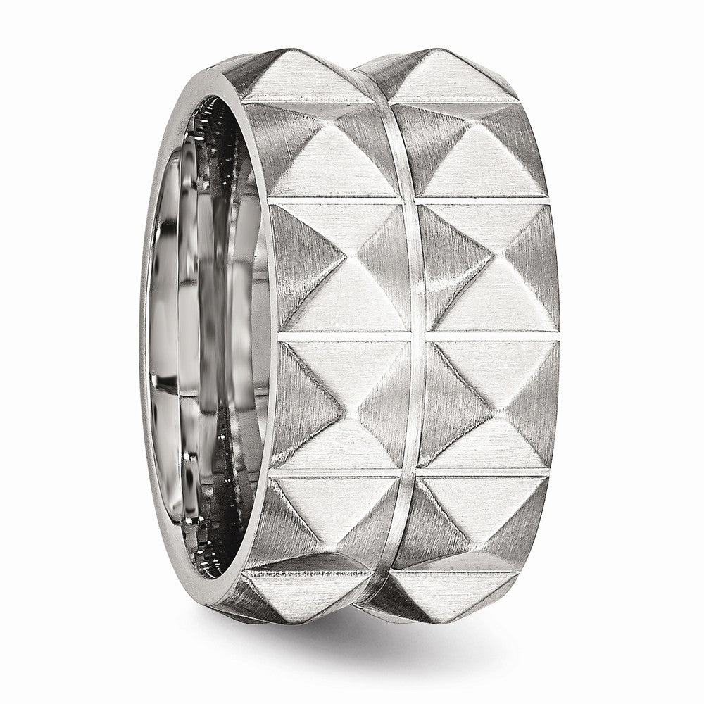 Brushed & Grooved Studded Wedding Band in Stainless Steel, 12mm